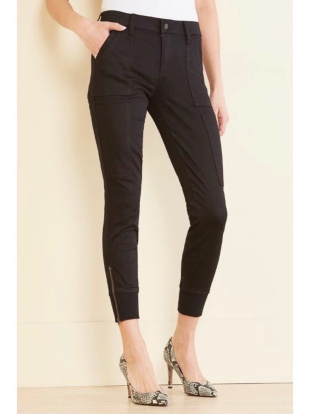 Level 99 Jolie Utility Jogger Pants Zipper Woodland Green Womens Size 28 30